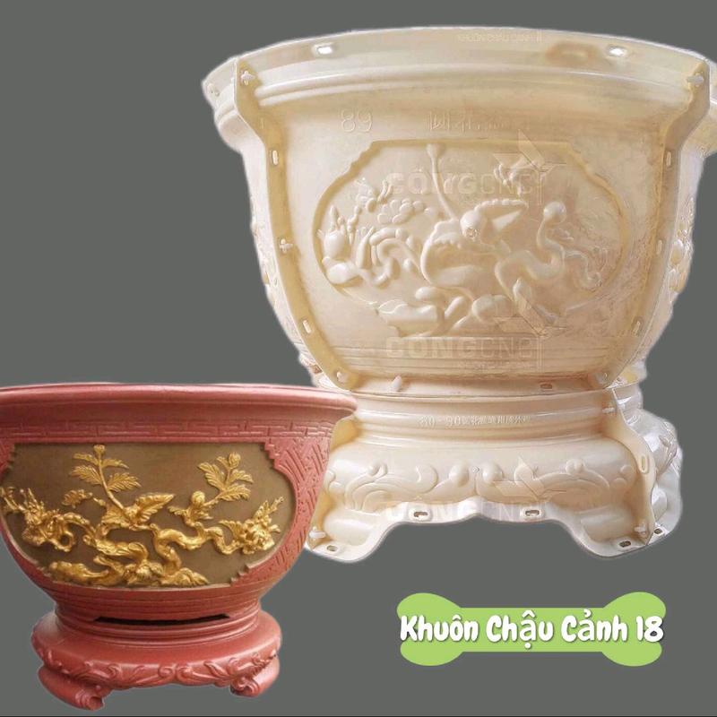 Khuôn Đúc Chậu Cảnh Tròn 90 Lọt Lòng 84 Cao Chậu 47 Cao Chân 21 Nhựa ABS Siêu Bền - Có Lòng Trong Dễ Dàng Sử Dụng