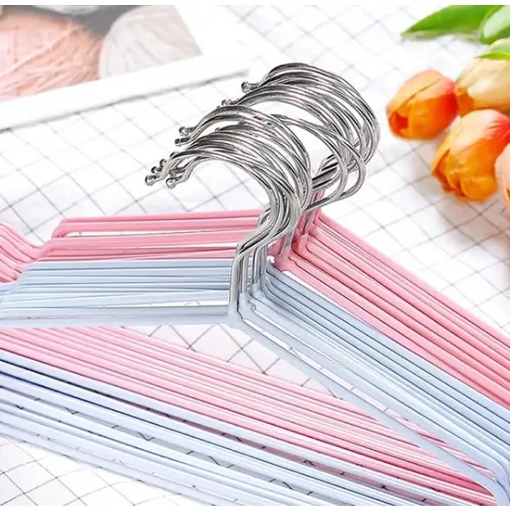 PROMO Gantungan Baju Isi 10 Pcs Warna Warni Hanger Kawat Coating Lapis Plastik Kuat Dan Lentur 5