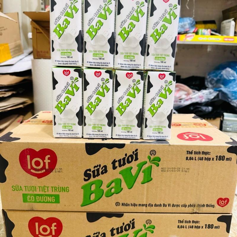 ( Thùng To ) ￼Thùng 48 hộp Ba Vì Sữa Tươi Có Đường 180ml ( Date Mới )