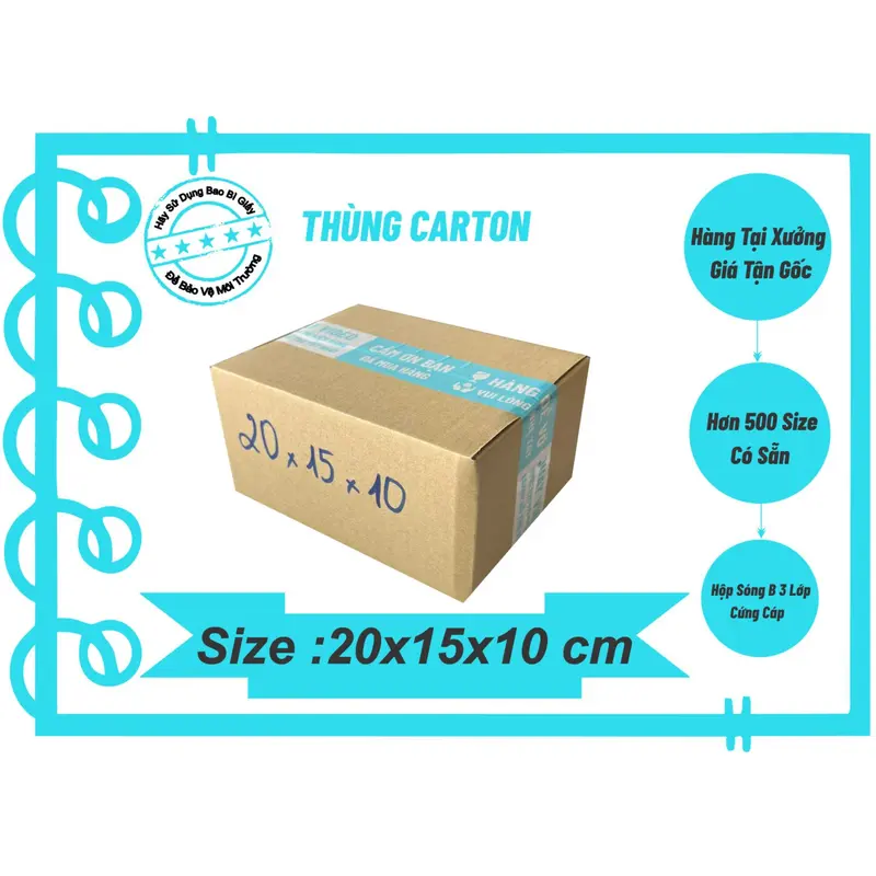 Size 20x15x10 cm _ combo 50c_ Thùng Carton Đóng Hàng, Đóng Mỹ Phẩm, Hộp Cứng Cáp 0