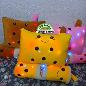boneka 1 set bantal tidur boba lampu led kedip murah Lembut