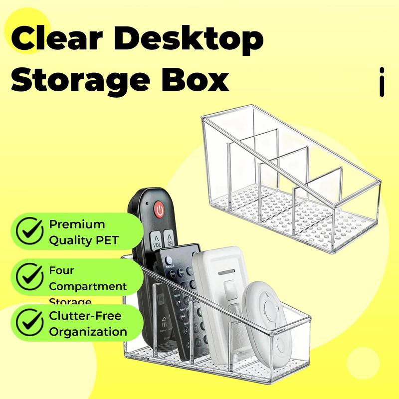 Desktop Storage Box, 1 Count 4 Compartments Makeup Brush Holder, Desktop Organizer for Home Office School, Storage Organizers, Home Decor 1