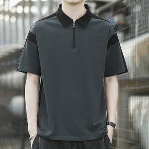 Áo thun nam tay ngắn mùa hè ECOLLECT dây khoá kéo cổ áo pha phối đơn giản tinh tế polo thời trang đi biển 2025