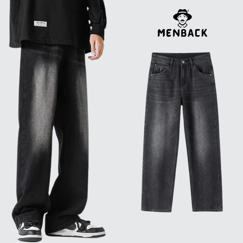 [ MENBACK ] - Quần Jean Nam Baggy Ống Suông mau đen wash bạc, Quần Bò Nam Ống Rộng Cạp Cao Wash Hot Trend 2024 Menswear Pants Ong Có Túi