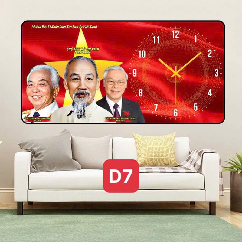 Tranh đồng hồ treo tường tráng gương cao cấp _ tranh các Vị Lãnh Tụ Đất Nước. Bác Hồ - Bac Giáp -Bac Trọng Decor Phòng Trang Trí Nhà 5