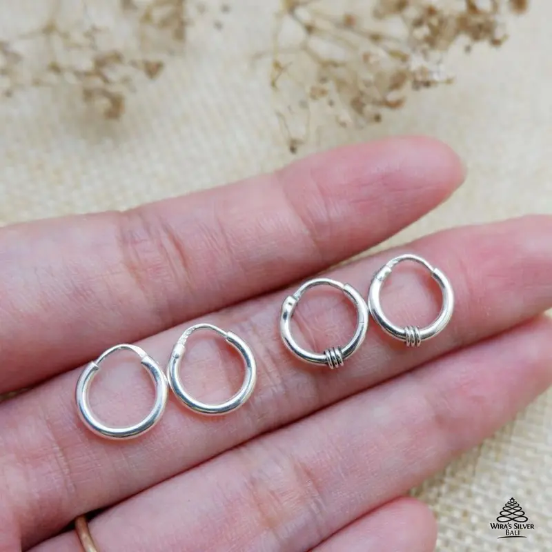 Anting Bayi Dan Anak Model Polos-Triple Rings Perak 925 Dan Lapis Emas 24 Karat 4