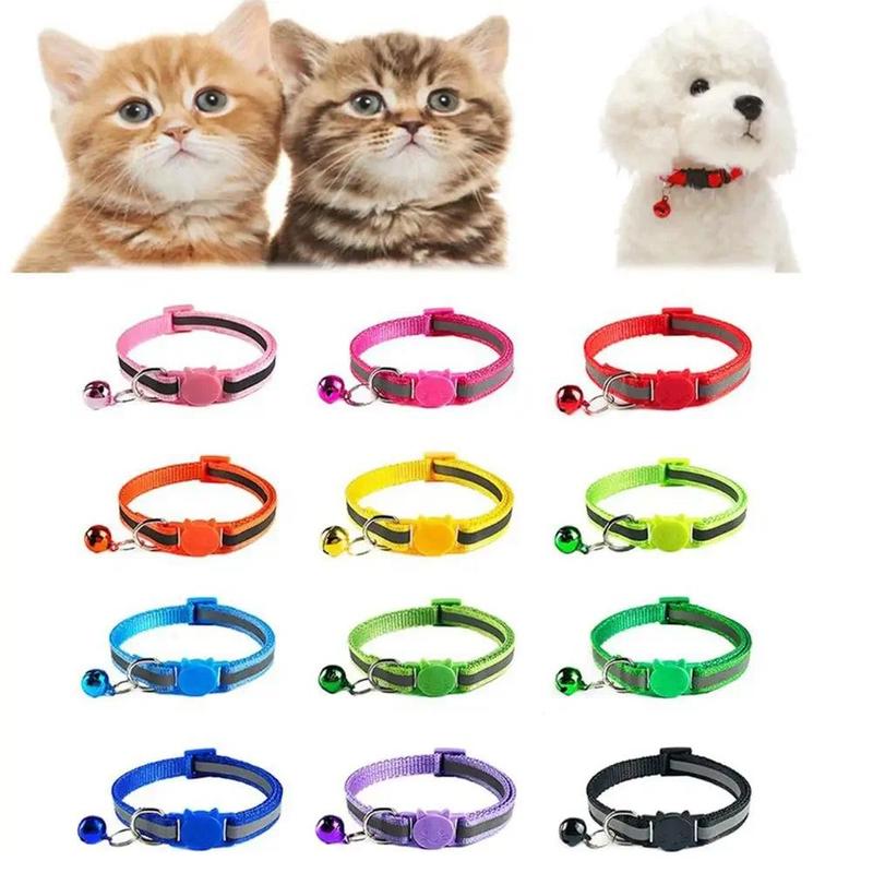 Product Introduction of Safety Buckle Detachable Reflective with Bell Cute Pet Products Colorful Nylon Collars Accessories Necklace Cat Dog Bell Collar 7
