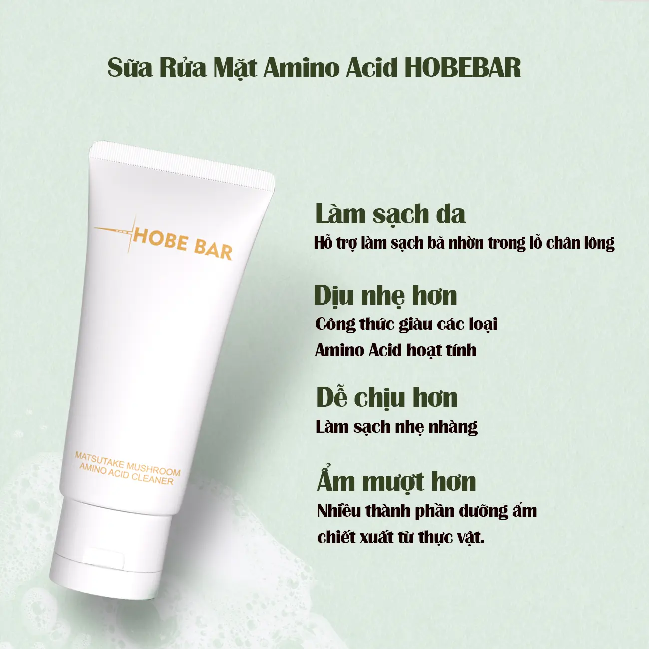 [SKINCARE] Sữa Rửa Mặt Amino Acid HOBE BAR Hỗ Trợ Làm Sạch Dịu Nhẹ Và Dưỡng Ẩm Da Dành Cho Cả Nam Và Nữ (50ml) | BigBuy360 - bigbuy360.vn