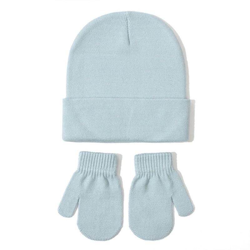 Cute Fleece Lined Baby Beanies Mittens Set Winter Warm Toddler Ear Protection Hat Pom Hat + Gloves Unisex 5