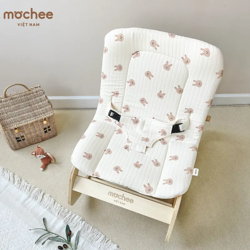 Mochee Ghế gỗ bập bênh đa năng 4 chế độ dùng cho bé từ 0 - 6 tuổi 5