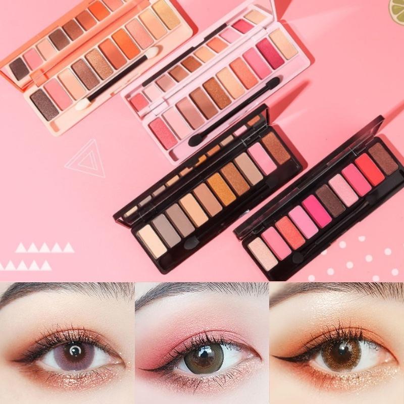  Bảng Phấn Mắt Lameila 10 Màu Lì Và Ánh Ngọc Trai Không Thấm Nước Kèm Cọ Phấn Mắt 