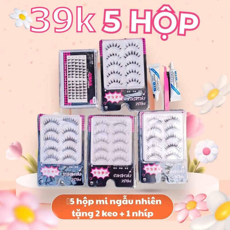  Lông mi giả KHÔNG sẵn keo   tặng nhíp + keo  Sợi mi mảnh dáng mi tự nhiên dài 13-15mm có thể tái dử dụng nhiều lần 