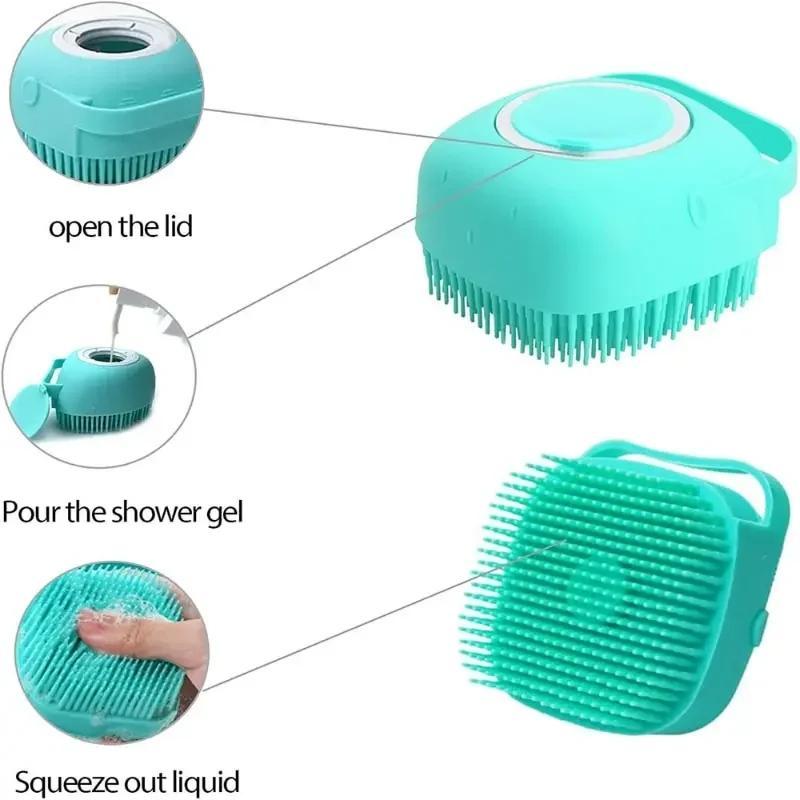 Random Color Silicone Bath Brush, 5pcs Handheld Pet Care Bath Brush, Shower Gel Dispenser Bath Scrubber, Bathing Accessories for Home Bathroom 6