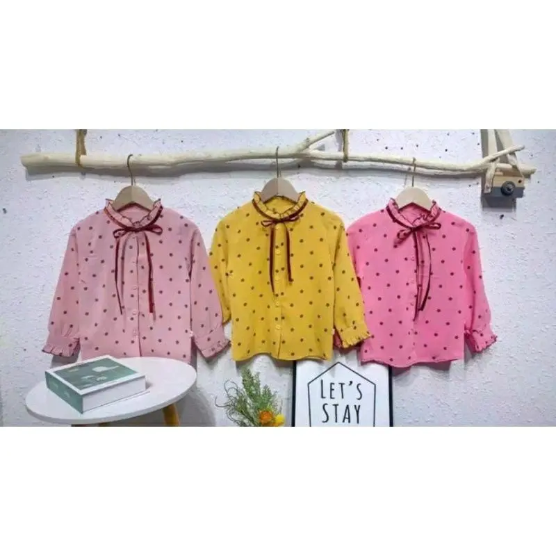 6-10th kemeja anak cewek / kemeja panjang import / kemeja renda anak import 2