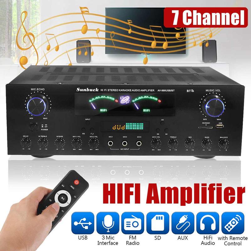 Amply SunBuck 999BT Ampli karaoke công suất lớn hỗ trợ kết nối Bluetooth và nhiều cổng vào Nghe Nhạc