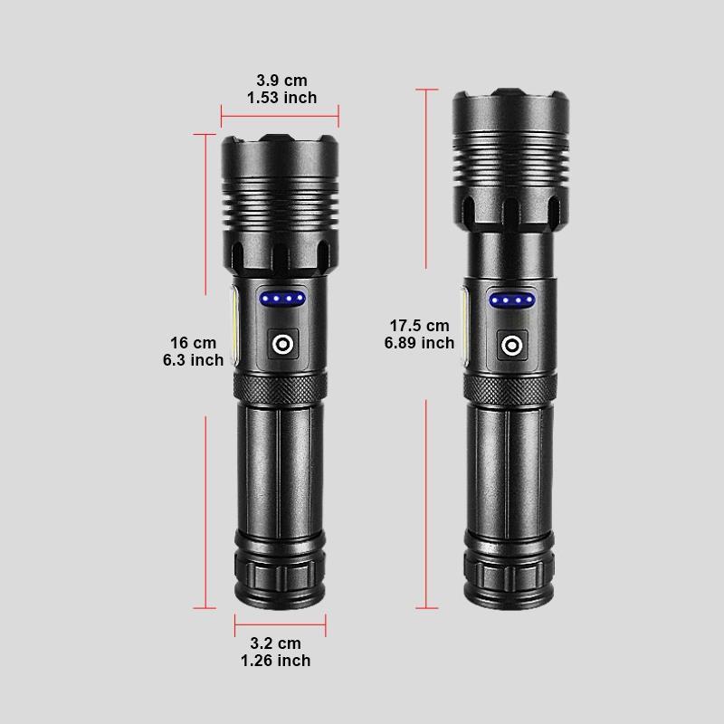 Portable Flashlight, USB Rechargeable Bright Outdoor Handheld Flashlight, Zoomable Lighting 200 Meters, Suitable for Camping, Hiking, Daily Emergency Lighting 1