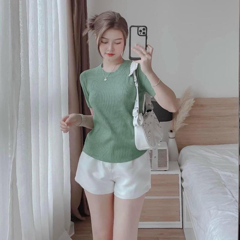 Áo Thun Nữ Trơn Cổ Tròn Bigsize Chất Thun Len Tăm 50-95kg 1073 Màu Xanh Nâu Đen Đỏ Hồng Size 1-3 Co Giãn 4 Chiều Xuất Xứ Việt Nam