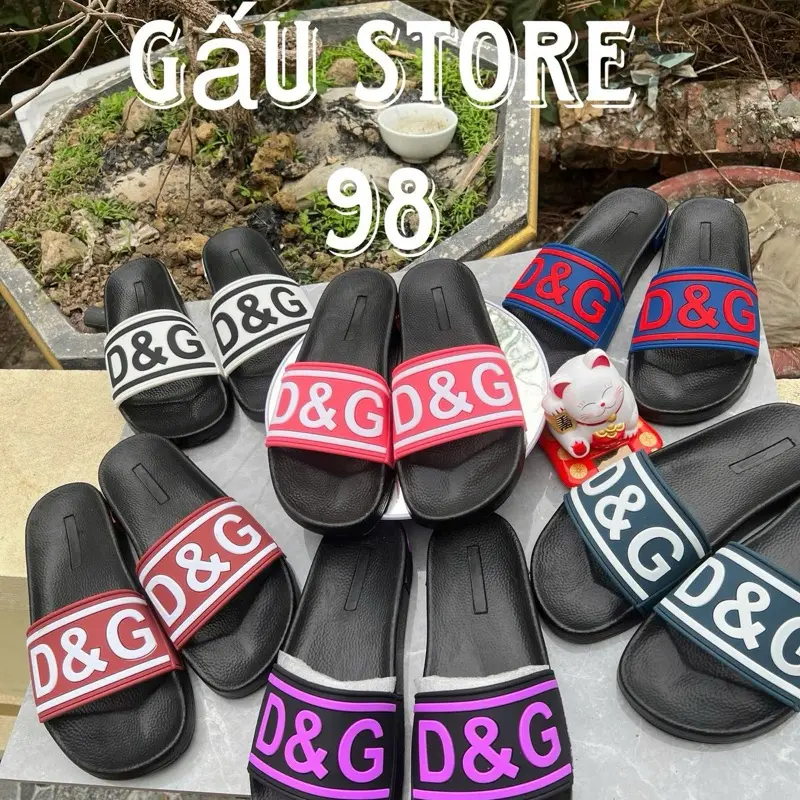 Giày dép D G thời trang Slipper Quai Ngang đế thành có chữ nam nữ