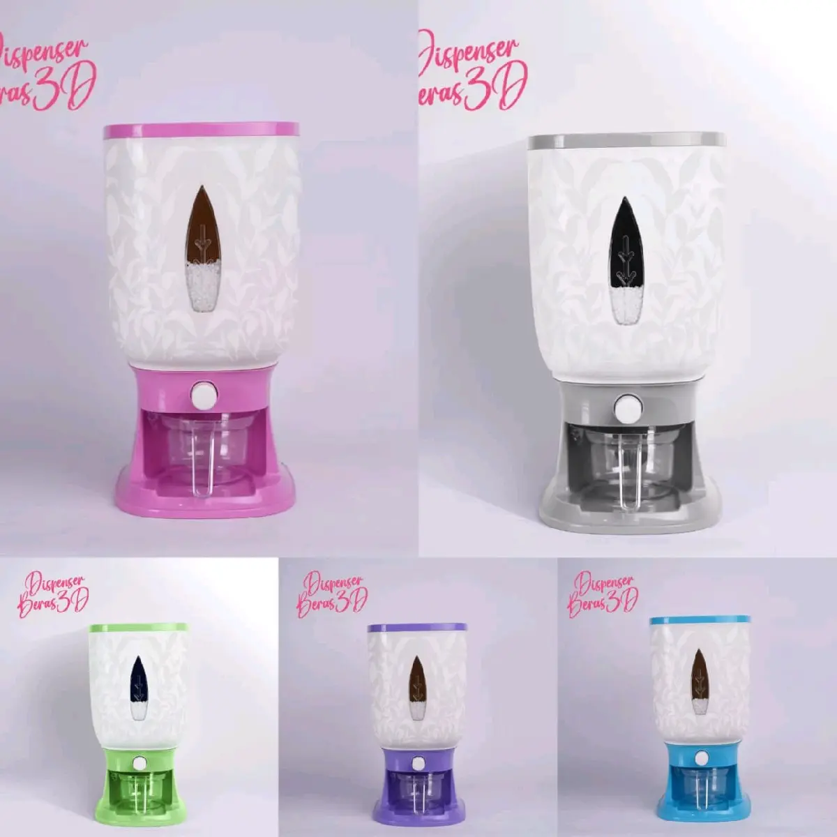 (02) Dispenser Beras 10kg - Tempat Wadah Penyimpanan Beras Otomatis Anti Hama Tidak Lembab (Free Cangkir Food Grade) Plastik