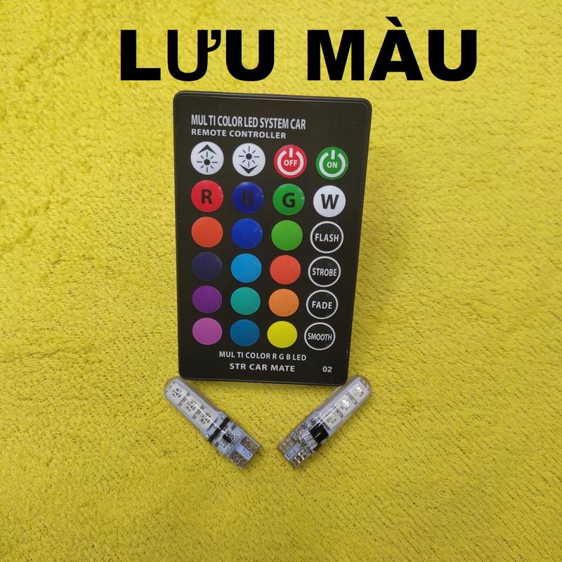 Bóng đèn LED T10 LƯU MÀU gắn đèn sương mù , demi , soi biển số cho xe máy Ex135 , Winner V1