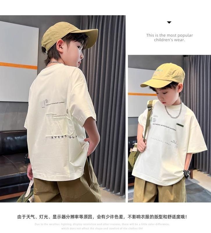 Product Introduction of Áo Thun Bé Trai, Chất Liệu Cotton, ngắn Tay, Thích Hợp Cho Mùa Hè 2024, Hàng Mới Về, Dành Cho Trẻ Em Trung Bình Và Lớn, Dáng Rộng Vừa Vặn, Phong Cách Thường Ngày Hợp Xu hướng Thiết Kế Ngầu Tay Lửng 13