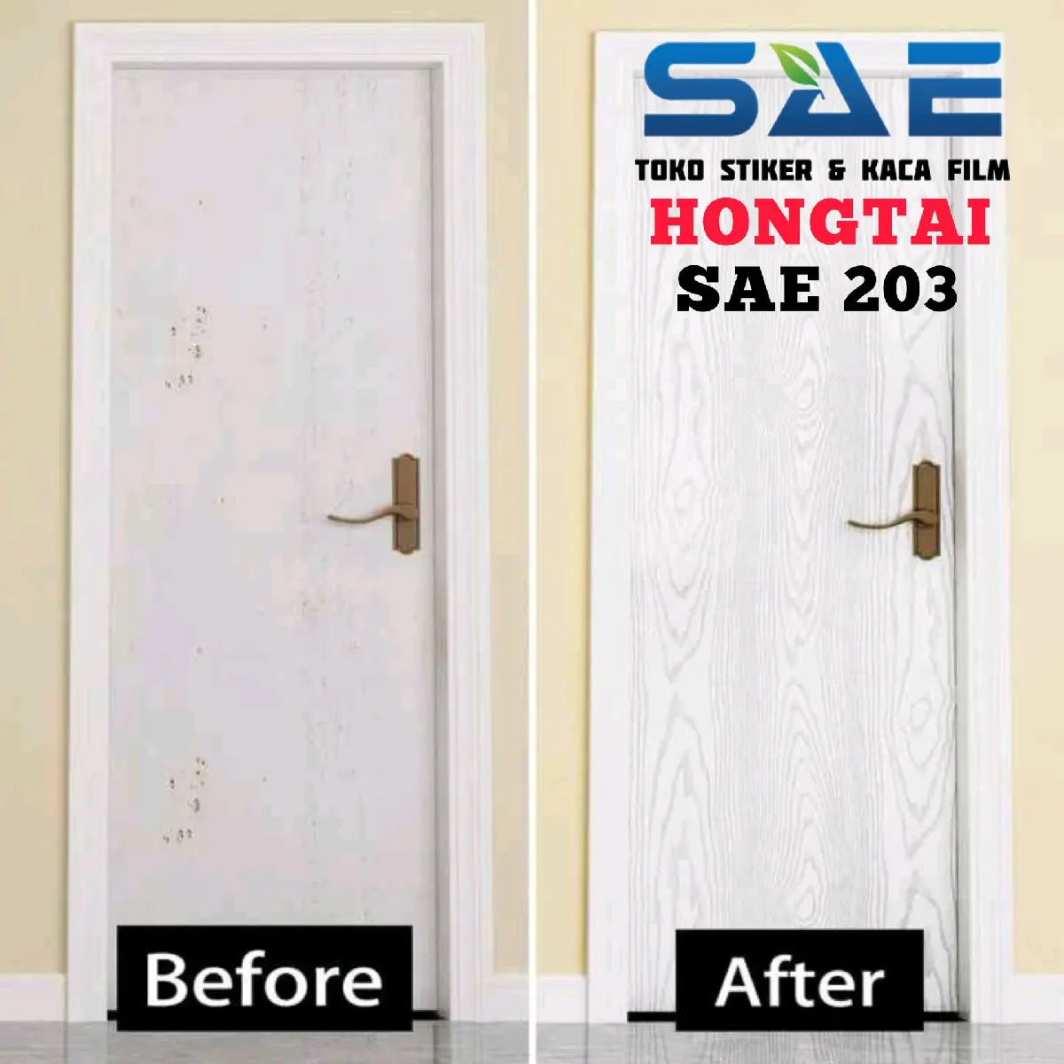 Stiker Pintu Kamar Mandi Kayu PVC Serat Kayu Putih 25x120cm - Kertas