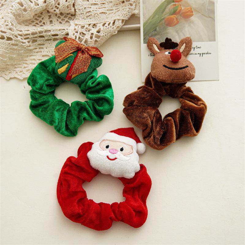 Product Introduction of 1-3 pcs Cartoon Christmas Elastic Hair Ties Cute Santa Claus Christmas Tree High Ponytail Hair Rope Sweet Hair Accessories Gifts 6