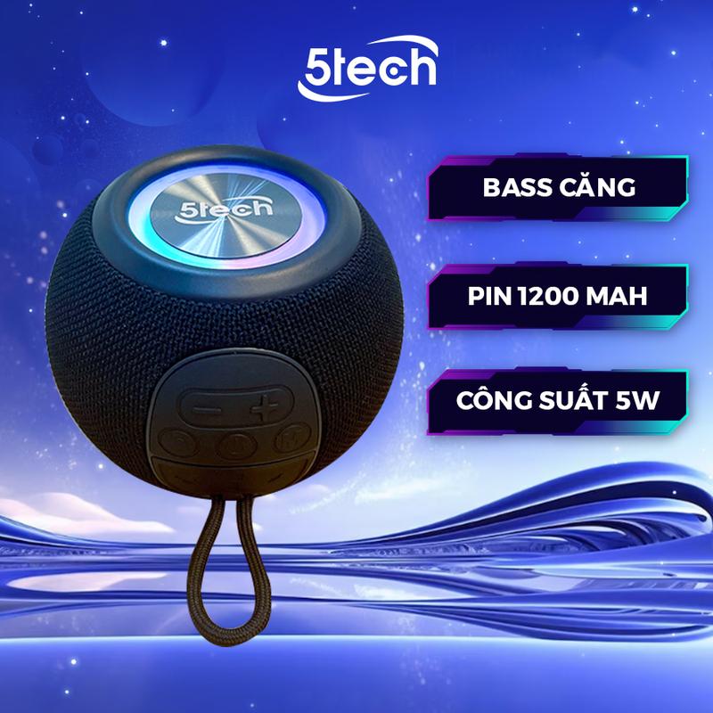 Loa bluetooth 5TECH S23, loa bluetooth mini, công suất 5W, kháng nước, củ loa tích hợp âm trầm cân bằng khi nghe nhạc, đèn LED, hỗ trợ USB, thẻ nhớ, AUX