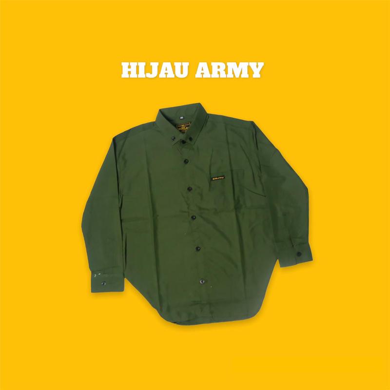 Product Introduction of kemeja anak polos lengan panjang dan pendek warna hijau army Baju 43