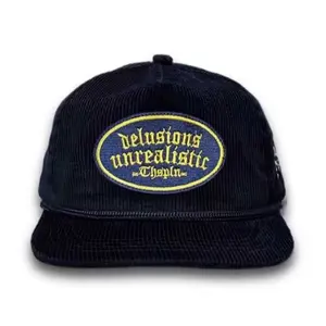 COD Topi Distro Hat Black Rekomen pria Corduroy Delusion Hitam / Topi Skena