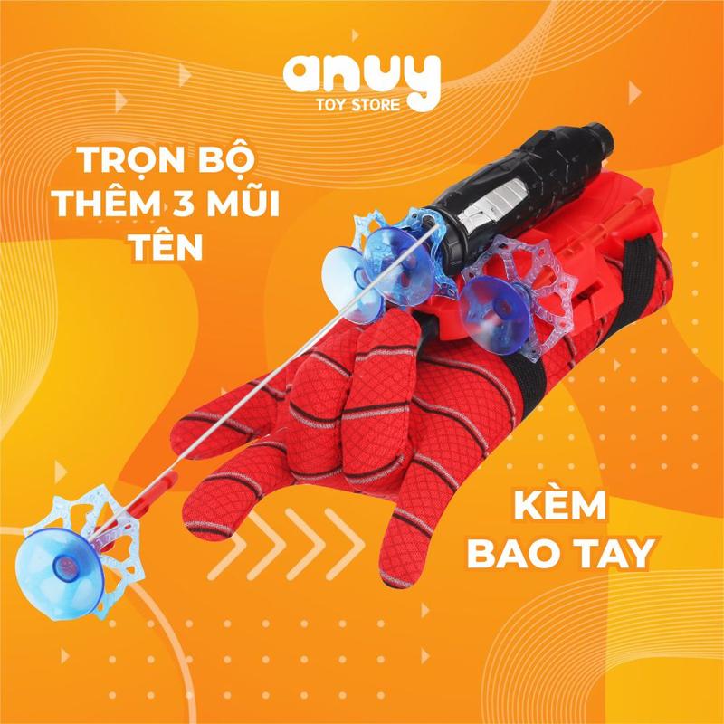 Đồ chơi găn tay bắn tơ nhện có dây kéo hít đồ vật người nhện