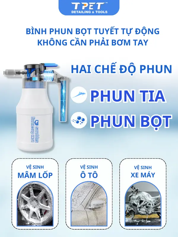 Bình phun bọt tuyết sạc tự động sạc pin rửa xe 1.5L dung tích pin 4800mAh bìnhxịt bọttuyết 3