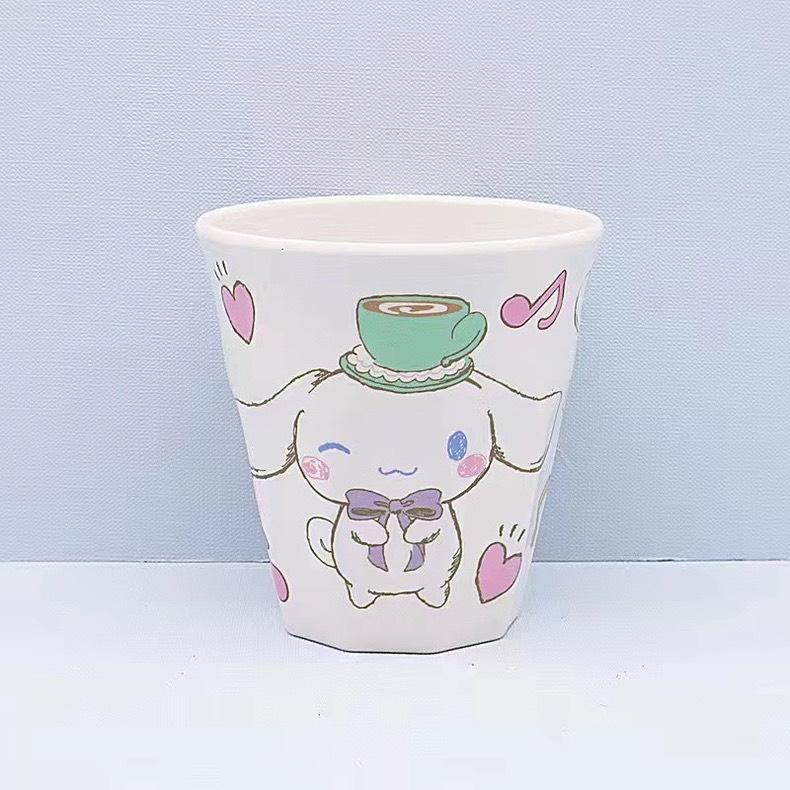 Bộ bát hoạt hình Cinnamoroll cho bé, 5 chi tiết: đĩa, bát, đũa, thìa, cốc - Chất liệu A5 Melamine - Kích thước bát 12,5x6,5cm Voi trộn thau gỗ tô  nhựa bộ  bát 5