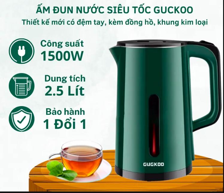 Ấm Đun Nước 1500W Siêu Tốc, Chất liệu Inox 304/Nhựa ABS, Sức chứa Lớn 2L