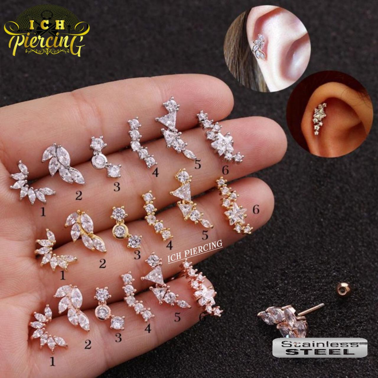 ICH 1PC Anting Earlobe Standar Helix Model2/ Anting Earlobe/ Earlobe Earrings/ Helix Earrings Elegan Perhiasan