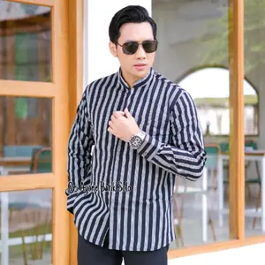 Baju Lurik Exclusive Lengan Panjang Terbaru 2023 Kemeja Lurik Pria Lengan Panjang Mewah Lurik Pria Kerah Koko Premium Kemeja Lurik Kantoran Terbaru