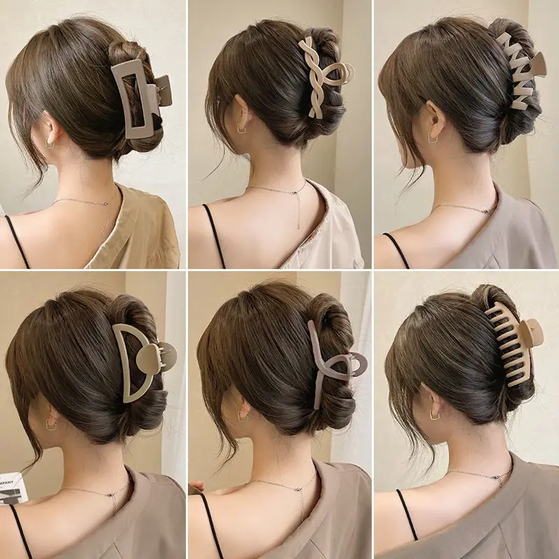 Dark Brown Large Size Hair Claw Clip, Fashionable Simple And Chic Square Shaped Hair Accessory For Styling Your Hair