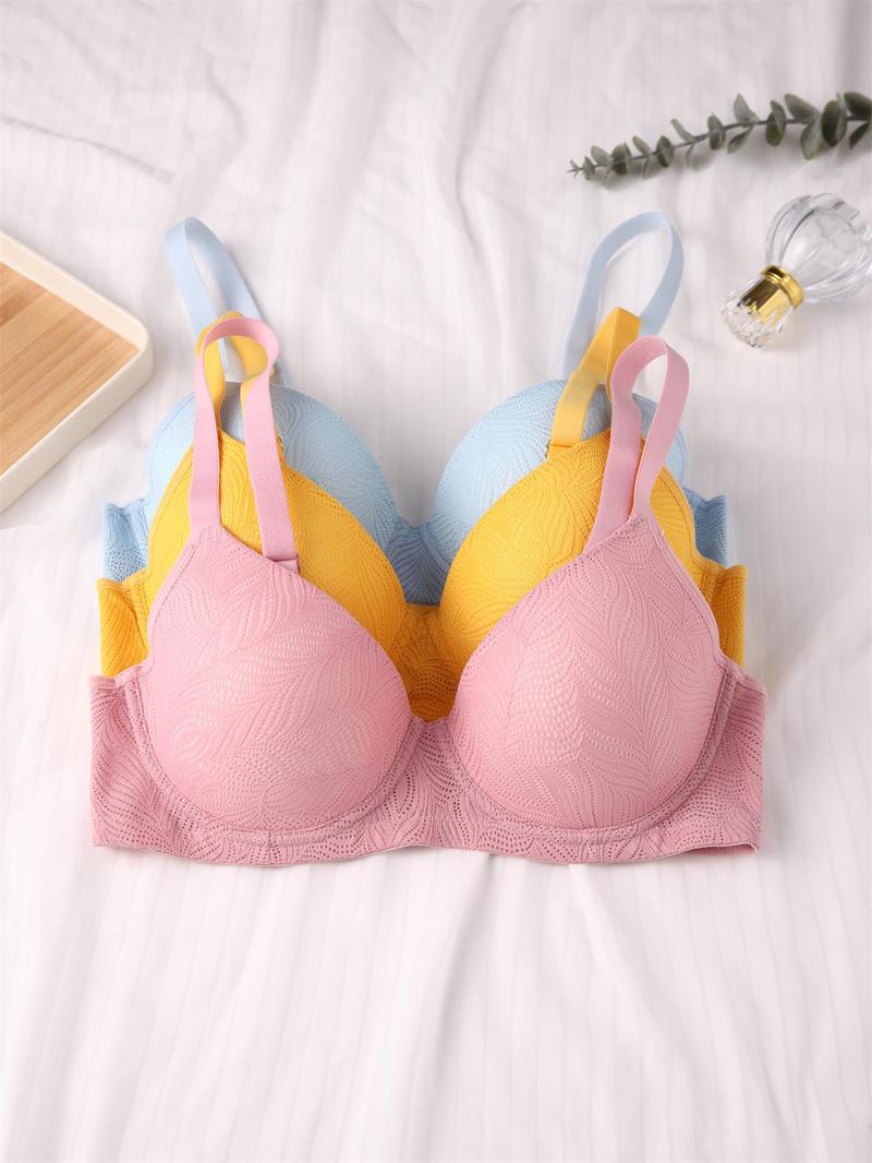 Product Introduction of Women's Leaf Pattern Underwire Bra, Breathable Comfortable Push Up Bra, Soft Lingerie for All Seasons 6