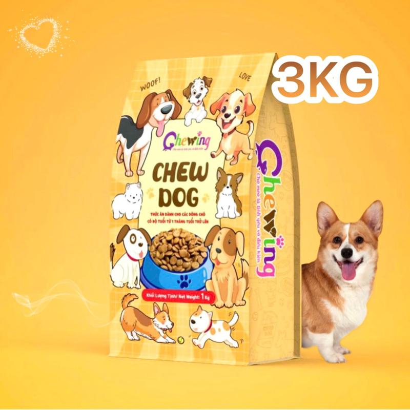 3Kg thức ăn hạt chó CHEW DOG bổ sung dầu cá hồi và rau củ giúp giảm rụng lông chảy nước mắt khỏe mạnh tốt tiêu hóa