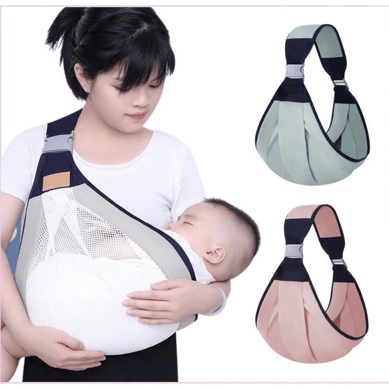Địu em bé sơ sinh, địu cho bé bé sơ sinh nhiều tư thế vải lưới mềm mát gọn nhẹ dễ dàng sử dụng BECON 0