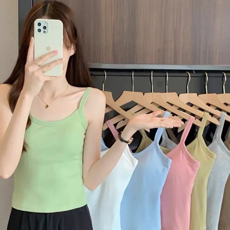 Áo bra 2 dây gân tăm, áo có đệm mút định hình L2 Nữ Top