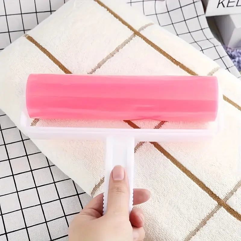1pc Oversized Reusable Lint Roller - Washable, Multi-Color Sheets (Yellow, Pink, Blue), Ideal for Pet Hair & Dust Removal on Bedroom, Clothing, Bedding & Furniture, Lint Remover for Clothes 6