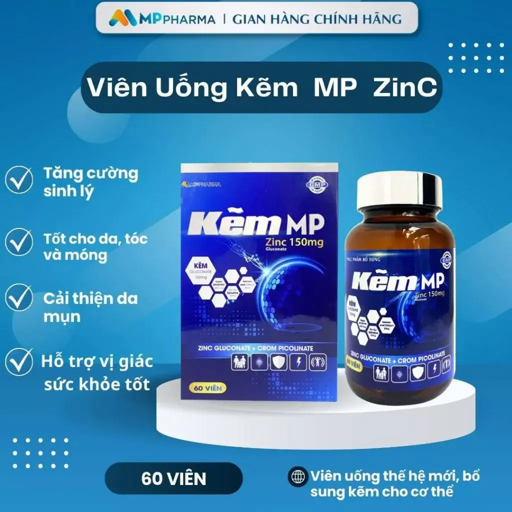 (60 ngày) Viên Uống Kẽm MP Zinc Bổ Sung Kẽm Cho Cơ Thể, Hỗ Trợ Duy Trì Sức Khỏe Hộp 60 Viên