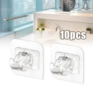 10pcs Gantungan Adhesive Gorden Kolong Braket Tempel Serbaguna Kokoh Tanpa Soket Gantungan Tanpa Bor