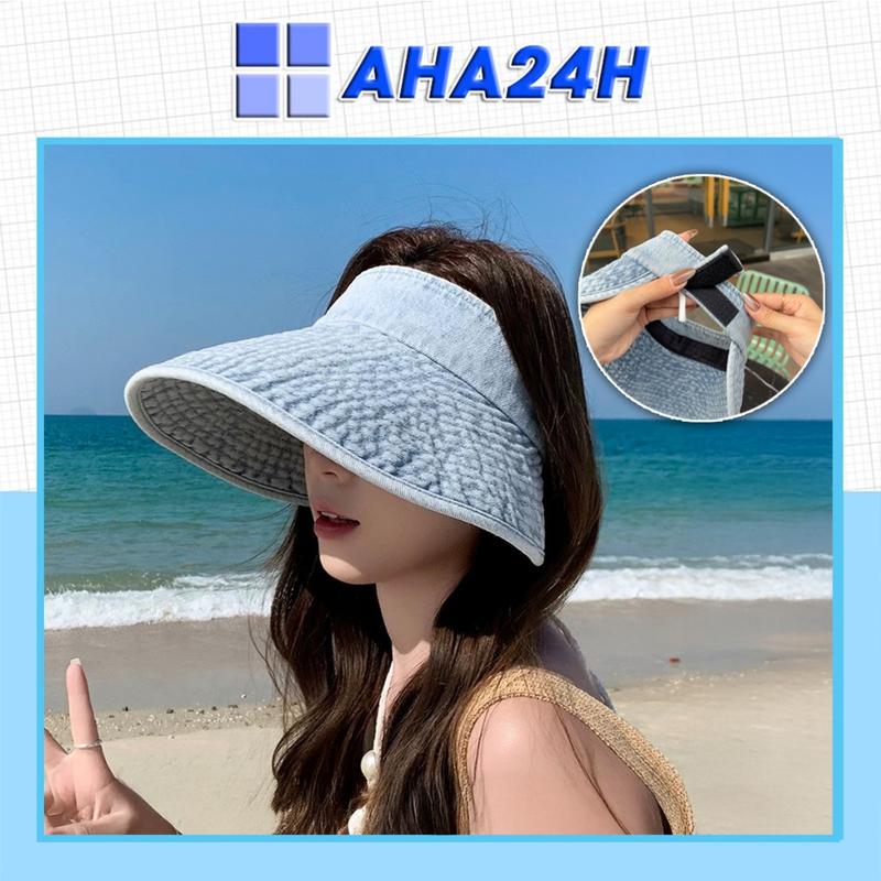  Mũ bucket nữa đầu nữ chất Jean vành rộng chống tia UV nắng thời trang AH2067 