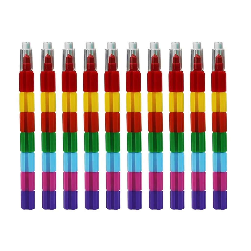10PCS Crayons for Kid, Stackable Crayon Pencil 10 Color Birthday Party Gift Bag Fillers Christmas Stocking Fillers