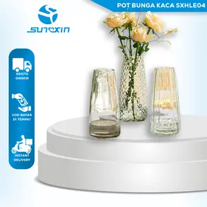 SUNXIN VAS BUNGA KACA BENING 7*21.5CM E04/ VAS KACA TINGGI BAMBU / VAS BAMBOO / VAS TANAMAN AIR