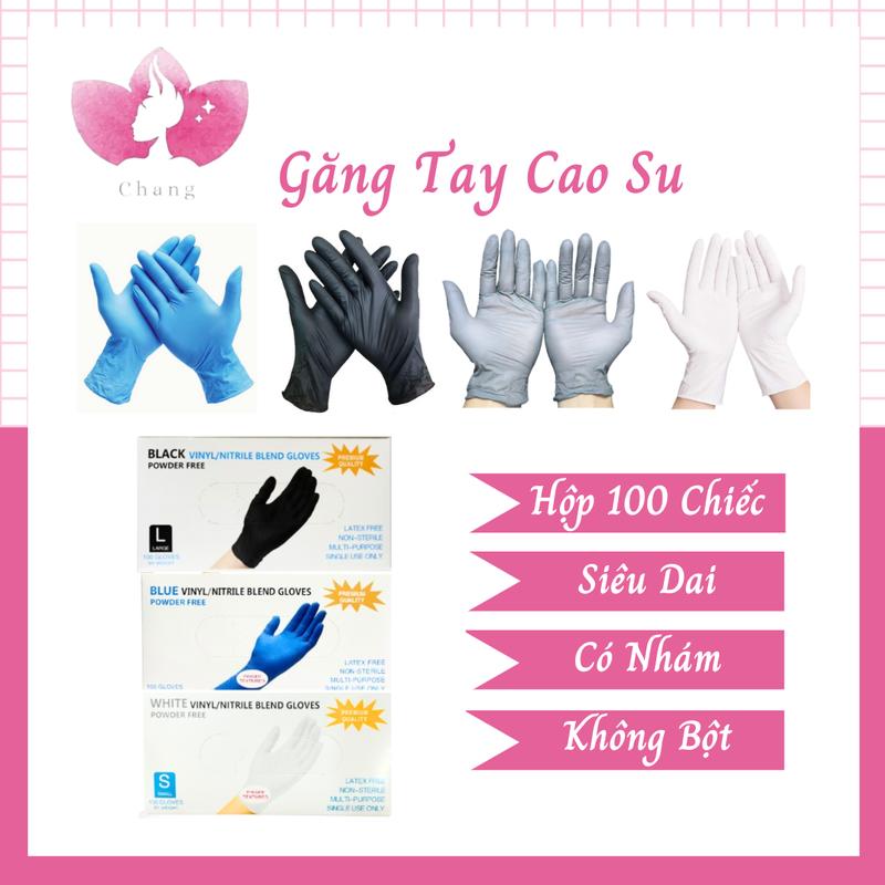 Hộp 100 Chiếc Găng Tay Cao Su Nitrile - 50 Đôi Bao Tay Cao Su Không Bột - Dùng Trong Spa, Phun Xăm, Thực Phẩm găng tay vệ sinh