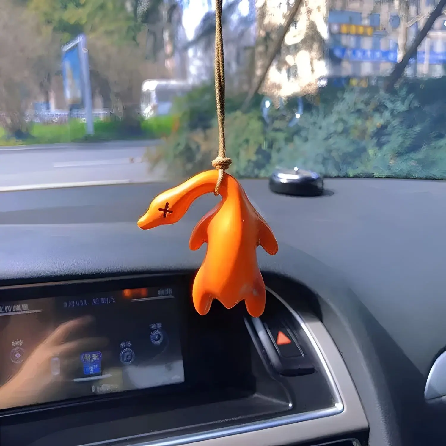 Car-Mounted Color-Changing Roast Duck Pendant Creative Cute Duck Ornament Cartoon Car Car Decoration Decorative UV Color-Changing Pendant UV Color-Changing Creative Gift