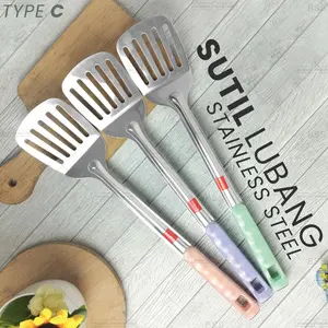 Susuk Sutil Spatula Stainless Lubang Murah Handle Plastik Panjang 37cm  Varian Warna Rainbow New Tipe C